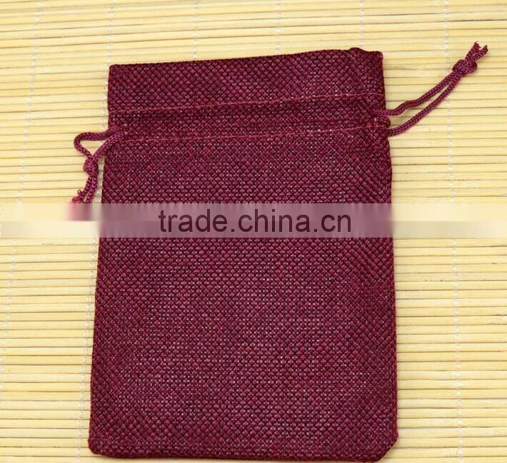 13cm*18cm Hot Pink Color Wholesale Custom Jute Bag Linen Cotton Bag