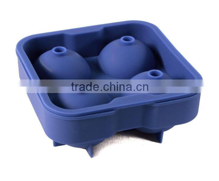Hot Selling 4 cavities round silicone ice ball tray