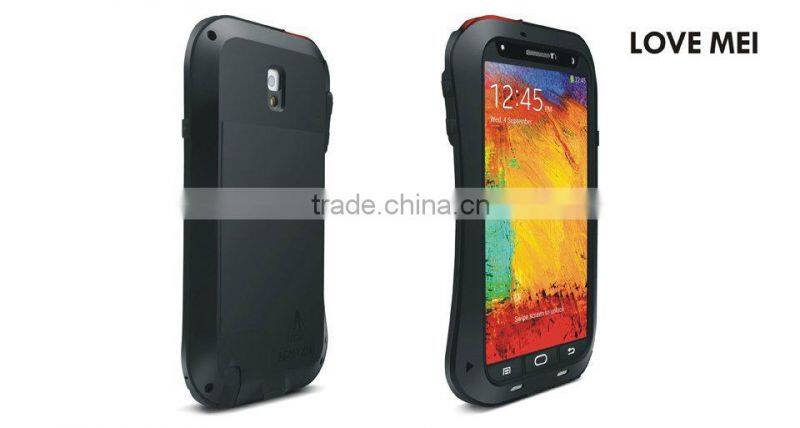 2015 Fashion Mobile Phone Case LOVE MEI Shockproof Waterproof Rugged Gorilla Metal Case for Galaxy Note3 III/Galaxy Note 2.