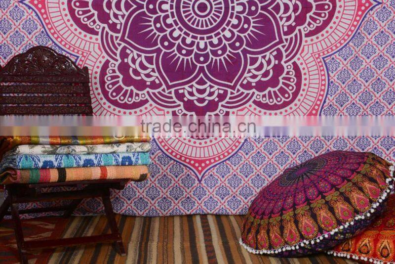 Indian Ombre Lotus Tapestry Psychedelic Mandala Wall Hanging Ethnic Bedspread Boho Wall Art Tapestry