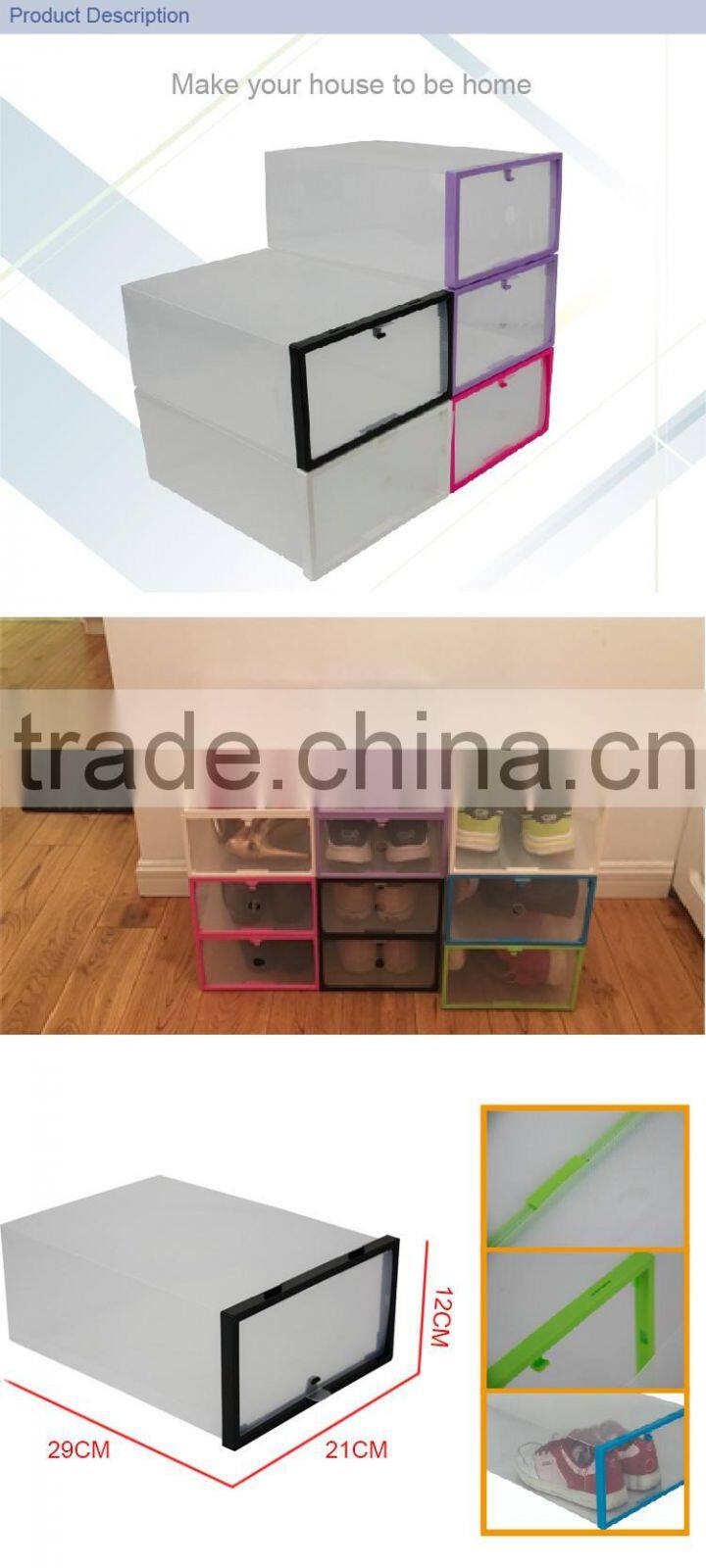 2016 Popular Online Plastic PP Shoe Box Foldable Manufacturer