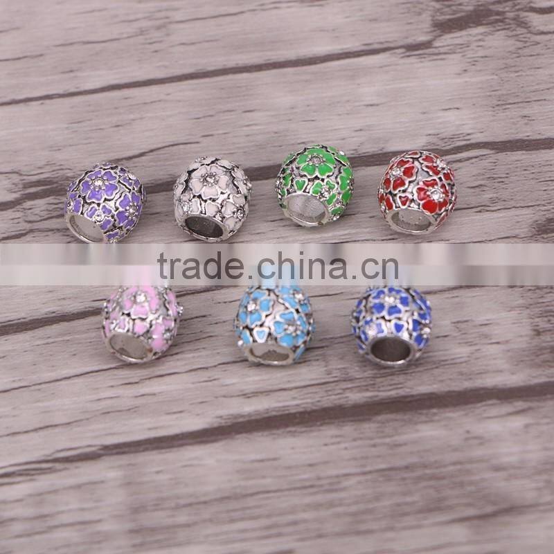 5.0mm Hole antique silver plated metal alloy mix color big hole beads fit European bracelet DIY