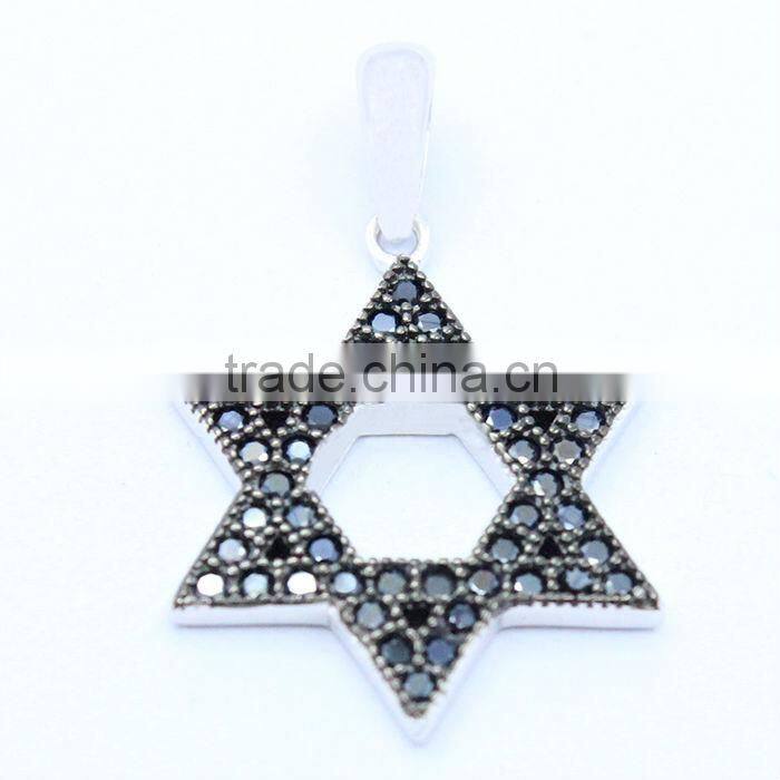 2014 fashion gemstone jewelry in 925 sivler fashion gemstone star of david pendant wholesale