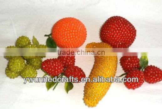 Stunning set 6 larger than life decorative fruit spikes silver vintage mint