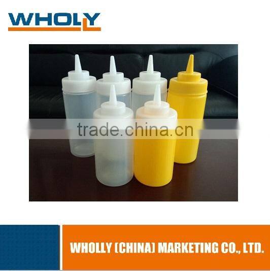 300ml Clear Plastic Ketchup Sauce Soy Squeeze Bottles with Screw Cap