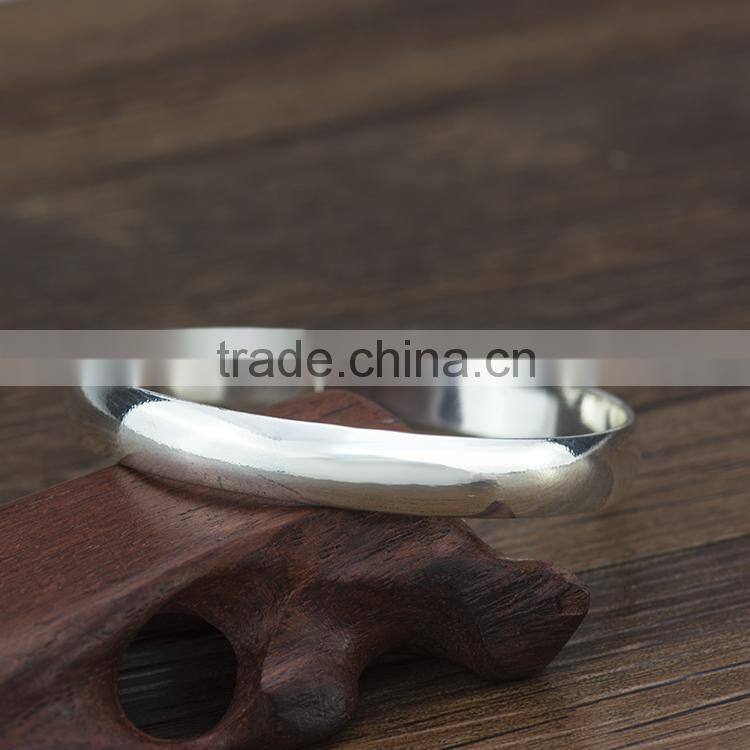 Latest design costume jewelry plain silver plated wide bangle fashion bracelets for women jewellery wholesale