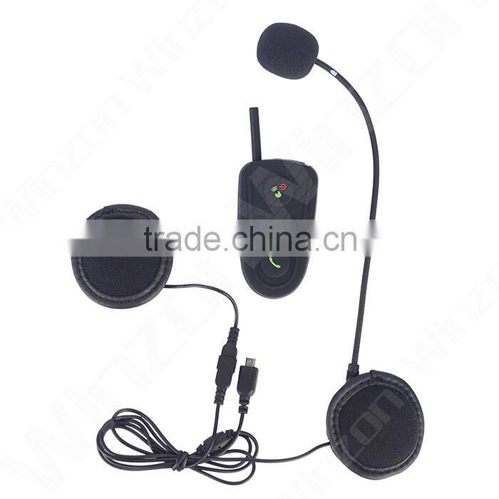 Two-way waterproof bt intercom headset for motorcycle helmet with stereo headphone