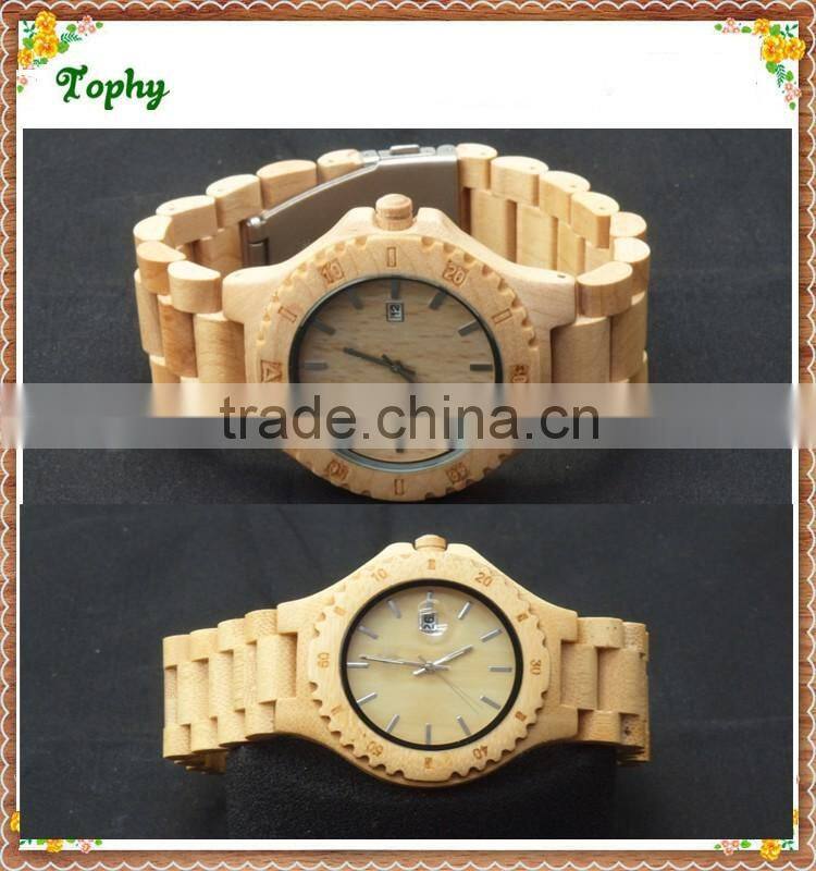 2016 New Arrival Bamboo Wooden Watch, Custom Logo Japan Movt Quartz Wood Watch