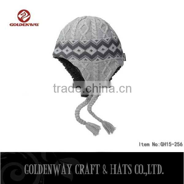 wholesale gray stripe beanie hat with custom logo and size