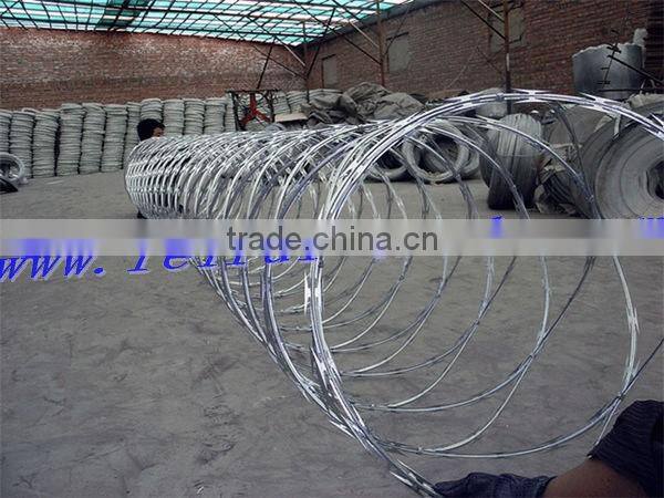 Hot dipped galvanized palisade fence and top razor wire for Towers and Masts