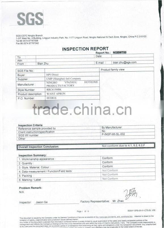 Adjustable neck strap black bib apron for waiter