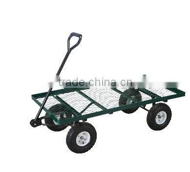 Flat Bed Mesh Deck Garden Wagon with 10inch tires