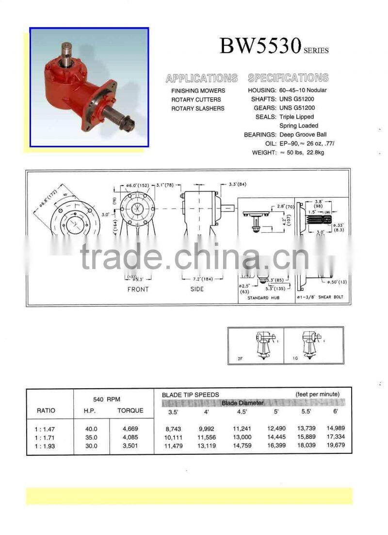 BW55... series agricultural gearbox