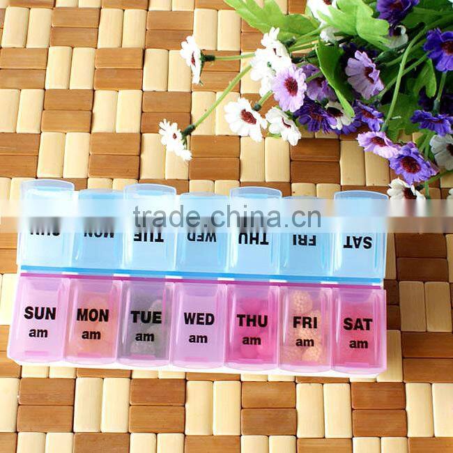 14 cells double rows medicine box case