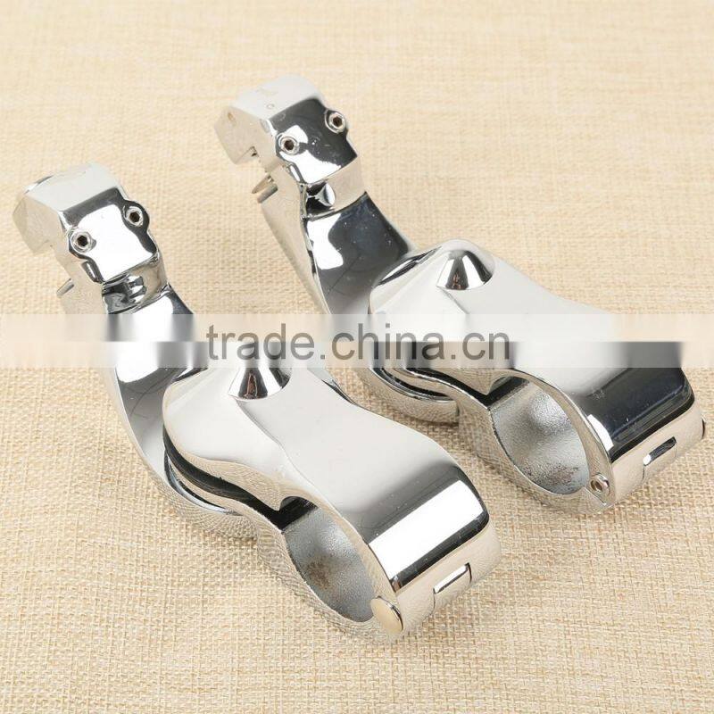 Universal 32mm 1.25" Chrome Short Angled Adjustable Highway Peg Mount Kit