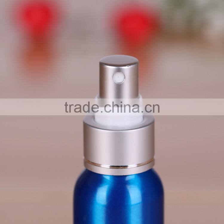 Wholesale 30ml-500ml cosmetic packaging bottle blue aluminum perfume bottle aluminum spray bottle