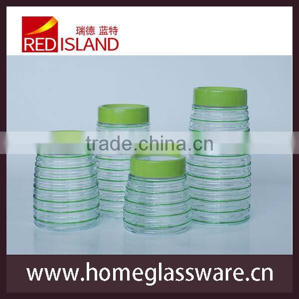 wholesale 1set glass canister jar with plastic lid and hand painted