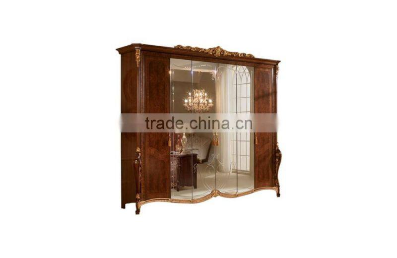 Traditional Italian Wooden Hand Made Five Drawer Chest With Matching Mirror (MOQ=1 SET)