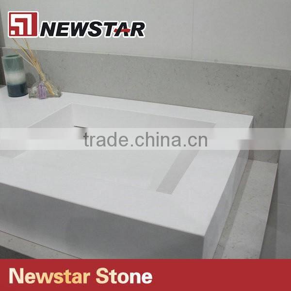 Newstar China Solid surface quartz prefab double sink vanity top