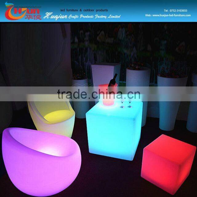 China high quality PE plastic rechargeable colorful led light chair, led cube, led stool