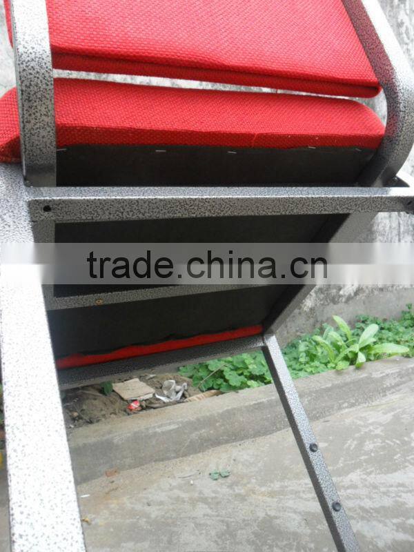 Red color Utility Iron metal with Shaped cotton church chair