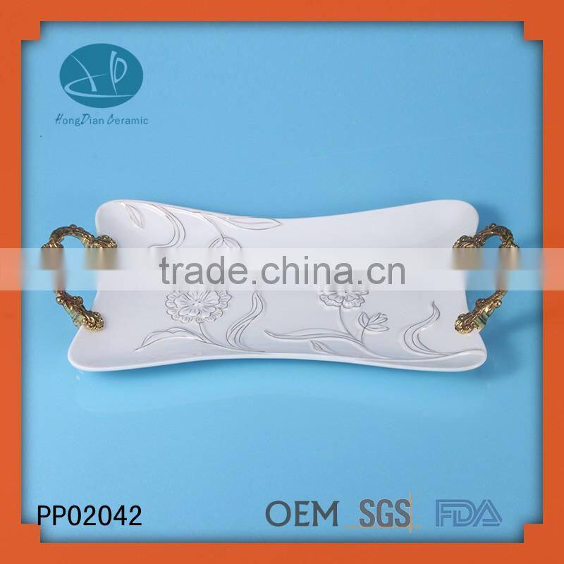 hot sale ceramic dinner plates with handle