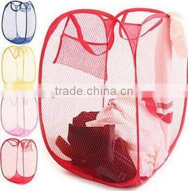 folding and mesh polyster large nylon laundry bag pop up laundry basket lightweight storage basket