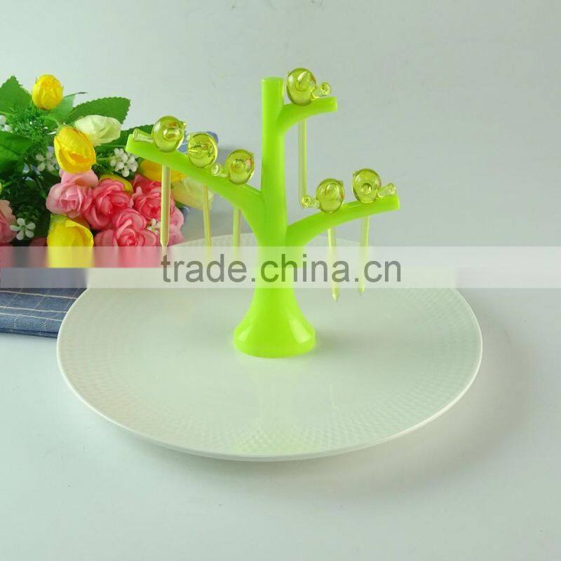 d;Stock Round white porcelain fruit plate with handle cheap dinner plate , home plate with tree handle