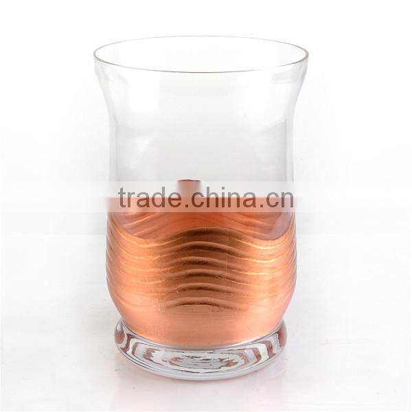 High Quality Glass Hurricane and Glass Candle Holder with Cooper