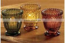 carving glass canle holder / colored candle holder