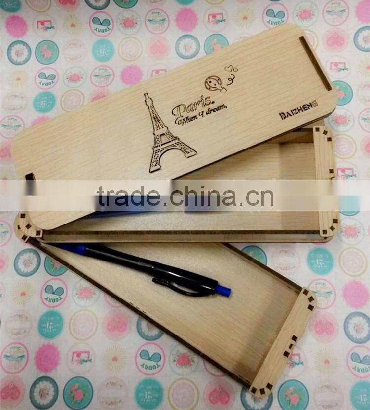 wooden The Eiffel Tower pattern lovely pencil writing case