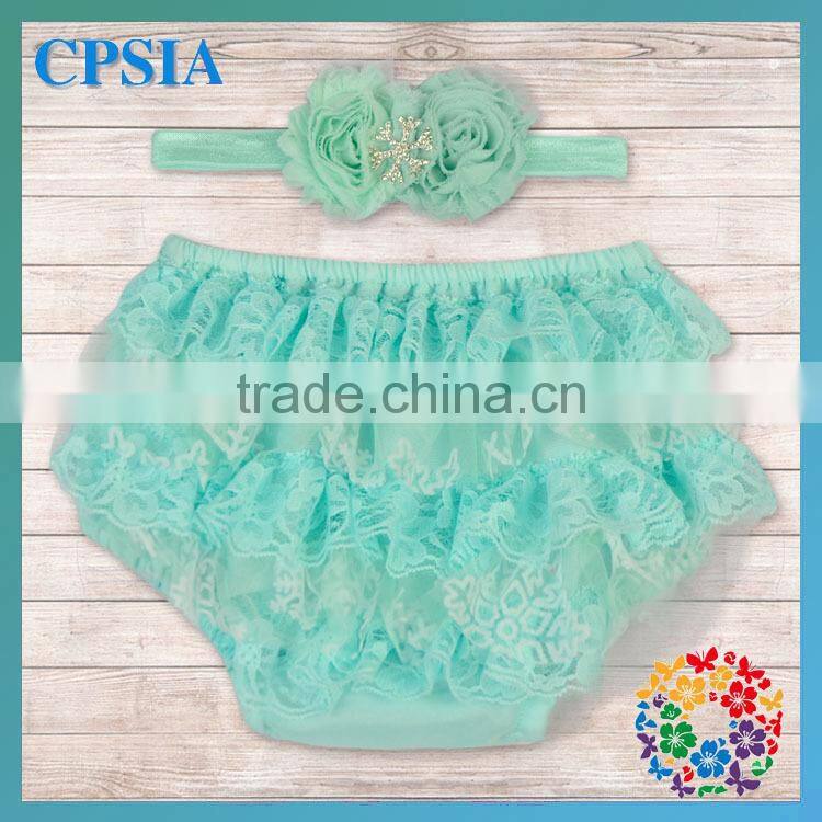 Wholesale bloomers for kids with headband set petti lace diaper cover for children