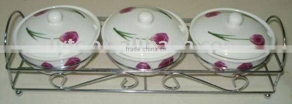 ceramic salt jar with stainless steel stand