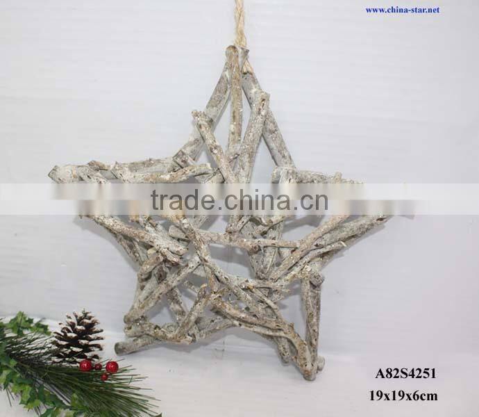 wooden christmas decoration lighted star