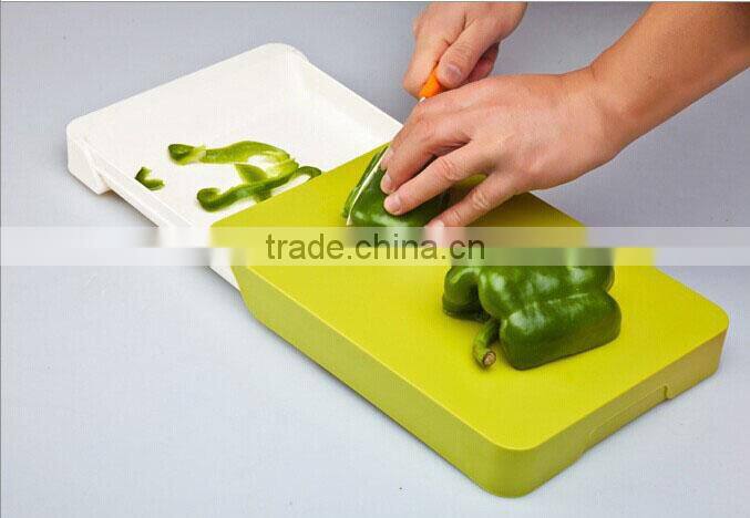color vegetable cutting board with drawer