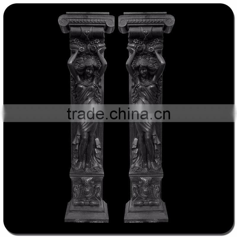 House pillars designs Greek style natural marble pillars with statues