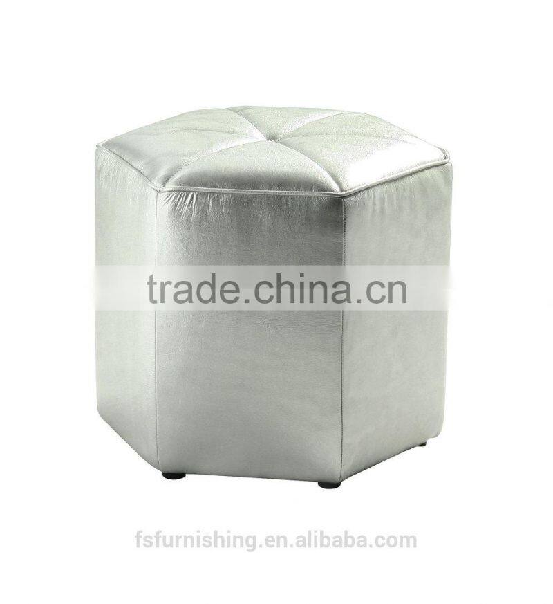 JR-01 Modern contemporary white color genuine leather crystal tufted leisure neoclassic stools ottoman chair