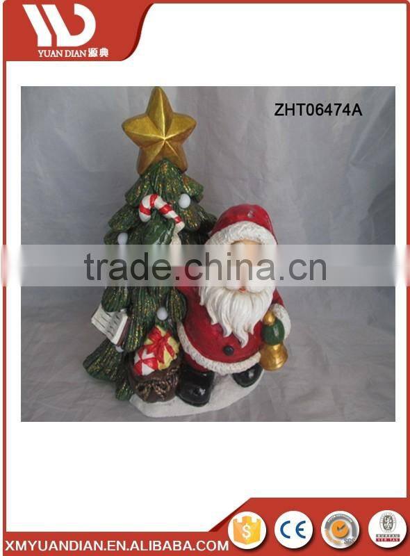 Hand painted Ceramic santa LED Chrismas Decoration
