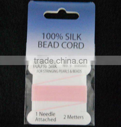 wholesale 0.6mm gray 100% bead silk threading cord with needle attached
