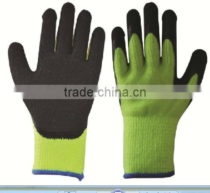 sunnyhope green safety industrial gloves,latex coated glove en388