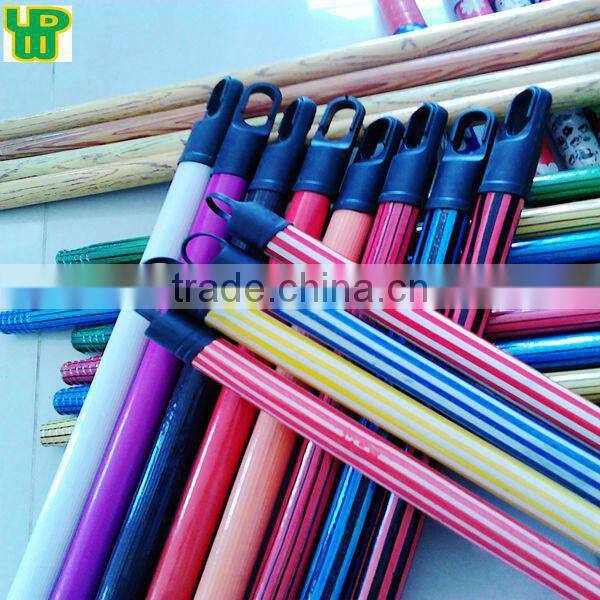 PVC coated wooden broom pole with various pvc and plastic cap