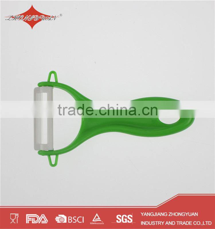 ZY-B30844 super-sharp red kitchen ceramic blade peeler with plastic handle