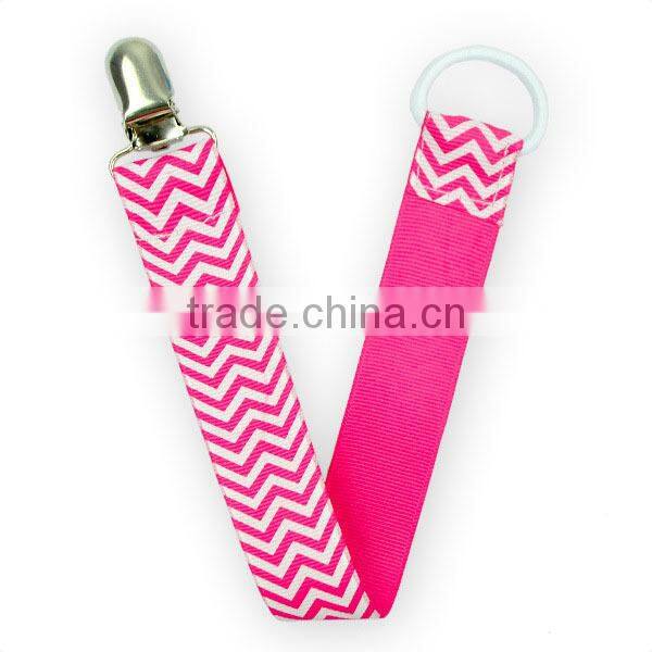 Wholesale Soother Baby Pacifier Chain Clip Ribbon Printed Pacifier Clip Baby, High Quality Pacifier Clip Holder
