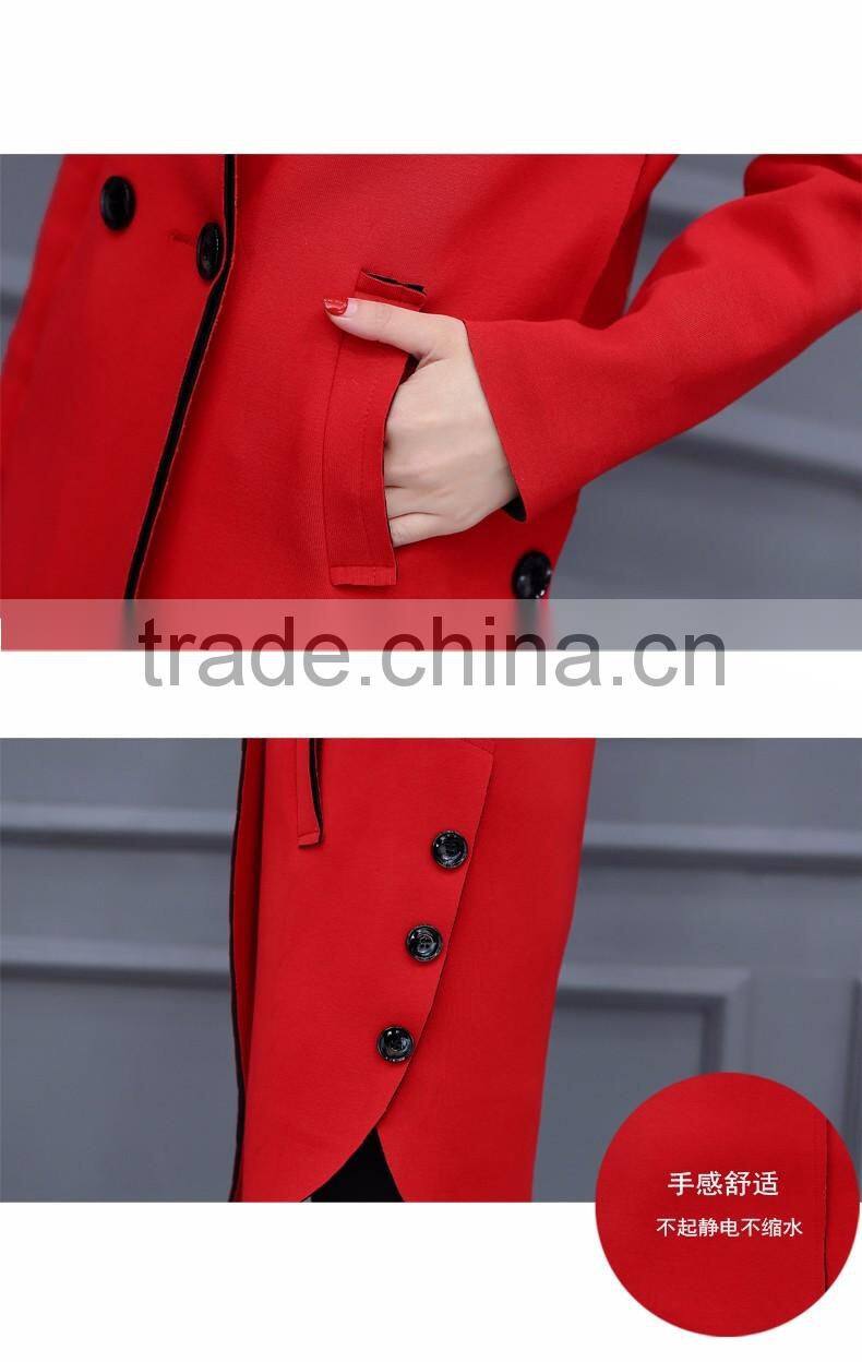 2016 Winter Trench Coat Lapel Long Sleeve Ladies Casual Long Outerwear Coats for wholesale