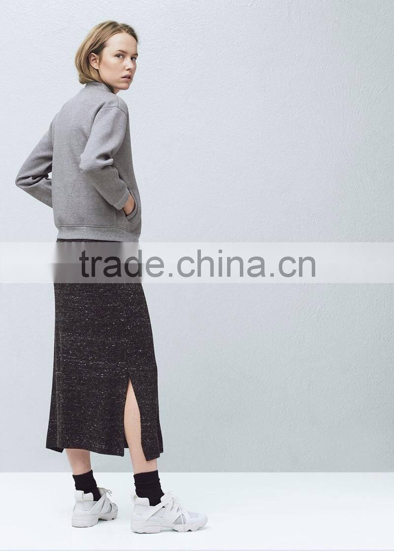 women custom designs grey high quality best price fashion plain bomber varsity jacket