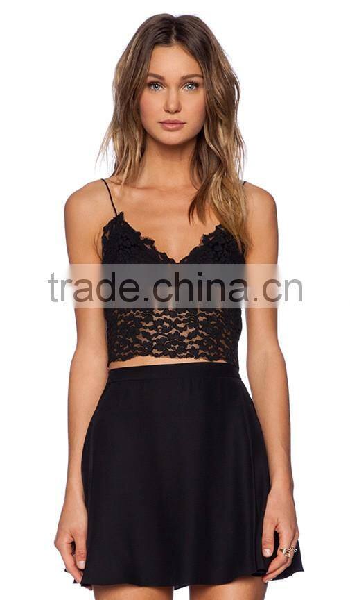 black sexy hollow-out lace condole belt vest