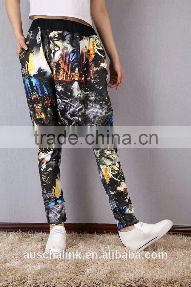 2016 new arrival personalized street trendy women print hip hop pants