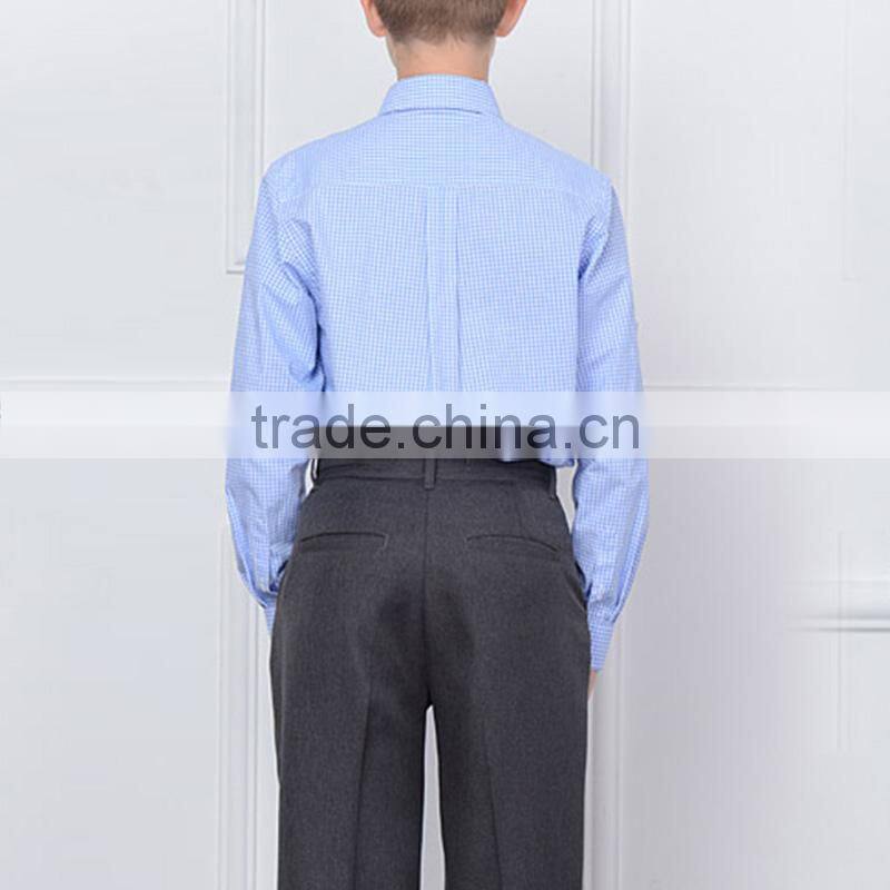 British style 2017 spring school boys shirt long sleeved cotton plaid shirt