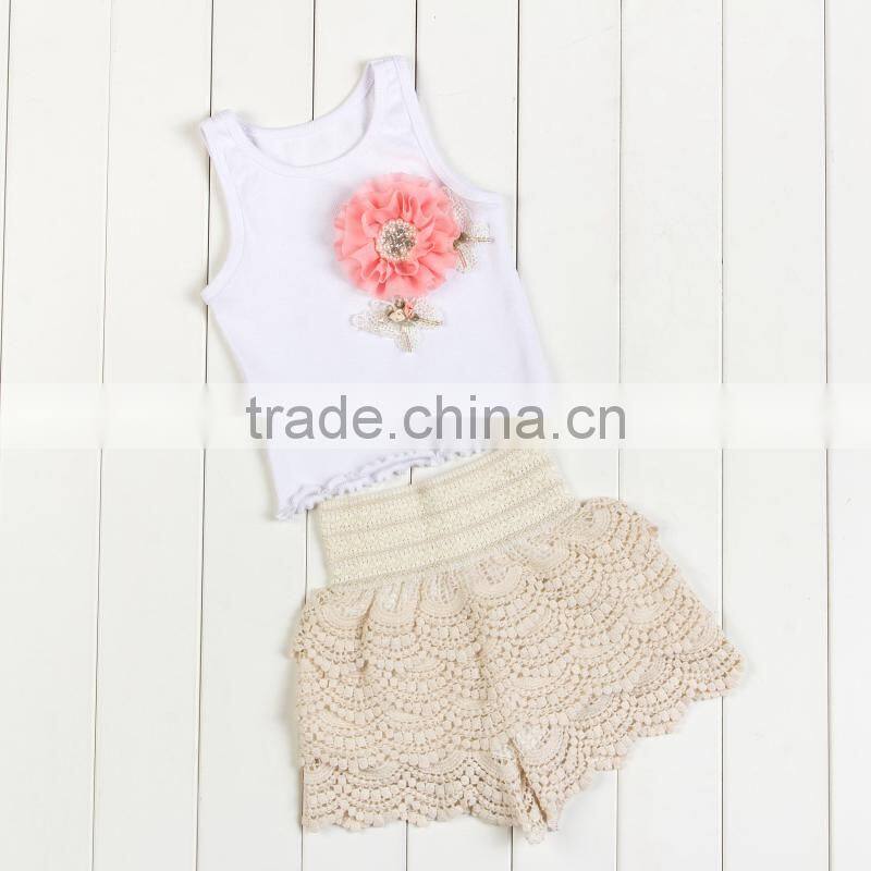 New popular baby girls lace shorts set,2pcs set for toddler girls