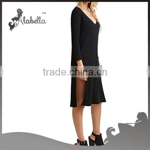 Latest casual dress design long sleeve dresses black dress